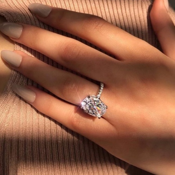 NEW 5ct Oval Cut Diamond 925 Sterling Silver Ring - Picture 2 of 4